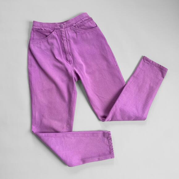 80s Stephen Sprouse Vintage S label Tapered High Waist jeans Lavender Denim 24” - Picture 9 of 12
